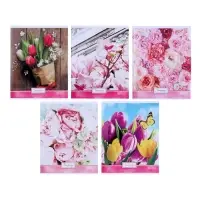 Тетрадь 48 листов в клетку, Calligrata &laquo;Яркие цветы&raquo;, МИКС