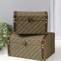 Шкатулка дерево "Диагональ" тина набор 2 шт 19х13,5х12 23х17х14 см