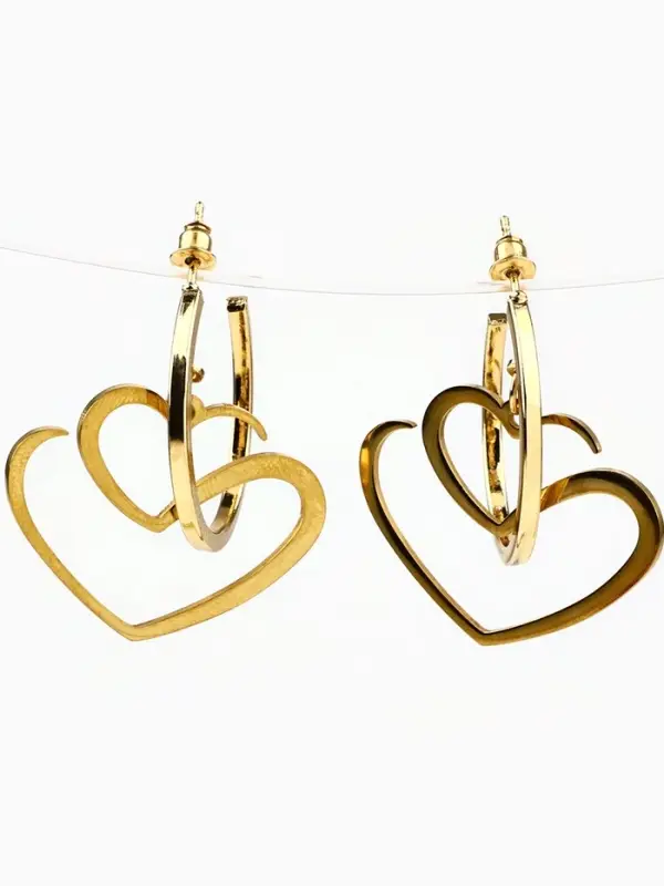 Серьги кольца с подвесом сердцем &laquo;Для нежного образа&raquo;, 3 см