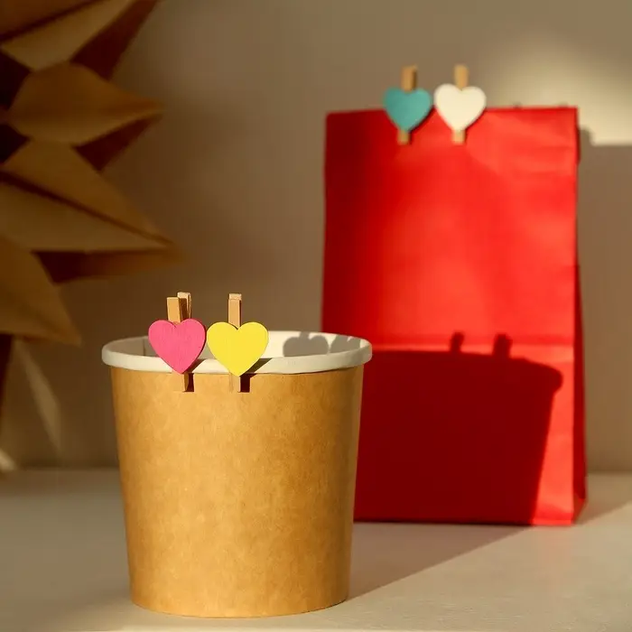 Набор прищепок в деревянной коробке &laquo;Сердечки&raquo; набор 50 шт.