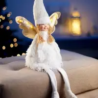 Светодиодная фигура &laquo;Кукла в белом&raquo; 70 см, текстиль, 6 LED, от батареек AG10&times;3, свечение тёплое белое