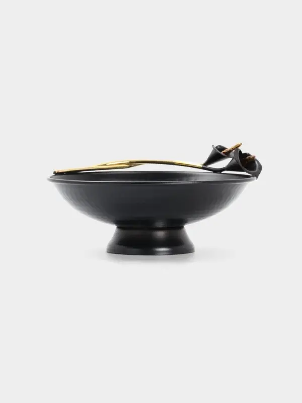 Фруктовница &laquo;Чёрные каллы&raquo;, 21.5&times;23&times;9.5 см, нержавеющая сталь, чёрная с золотом