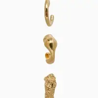 Серьги &laquo;Каффы&raquo;, набор 3 шт. мятый, цвет золото