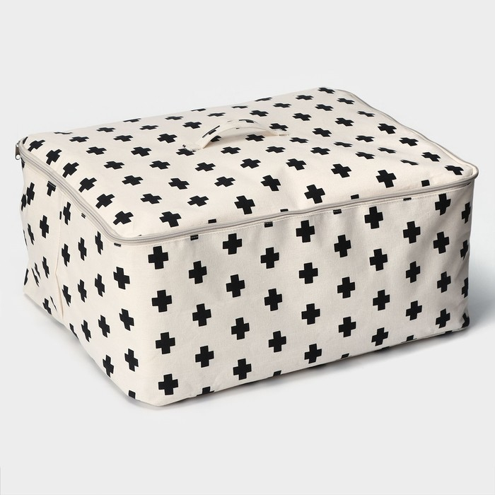 Кофр для хранения вещей «Ажур», 55×42×25 см, цвет чёрно-молочный Кофр для хранения вещей «Ажур», 55×42×25 см, цвет чёрно-молочный