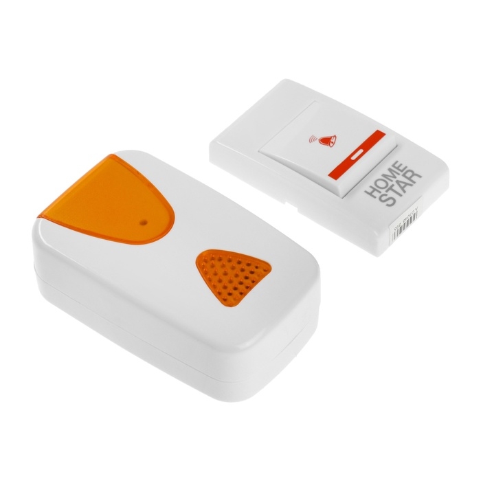 Звонок HOMESTAR HS-0103, электрический, беспроводной, 32 мелодии, 100м, от батареек, жёлтый Звонок HOMESTAR HS-0103, электрический, беспроводной, 32 мелодии, 100м, от батареек, жёлтый