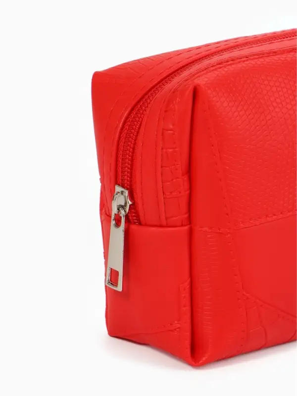 Косметичка дор Одноцвет, 16*5*10, отдел на молнии, красный