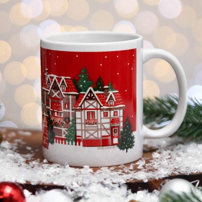 Кружка «Счастливого Нового года!» красные дома, 320 мл Кружка «Счастливого Нового года!» красные дома, 320 мл