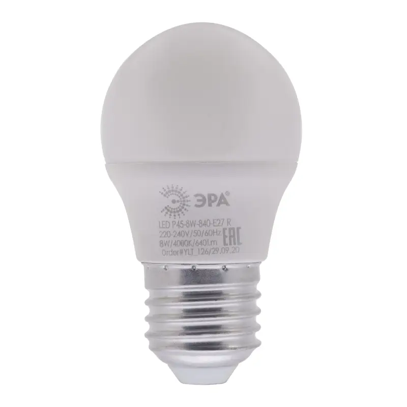 Лампа светодиодная LED 8 Вт 640Лм 4000К шар нейтральный E27 220-240В LED P45-8W-840-E27 Red Line