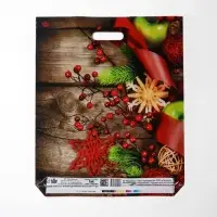 Пакет «Зимняя калина», полиэтиленовый с вырубной ручкой, 45×38 см