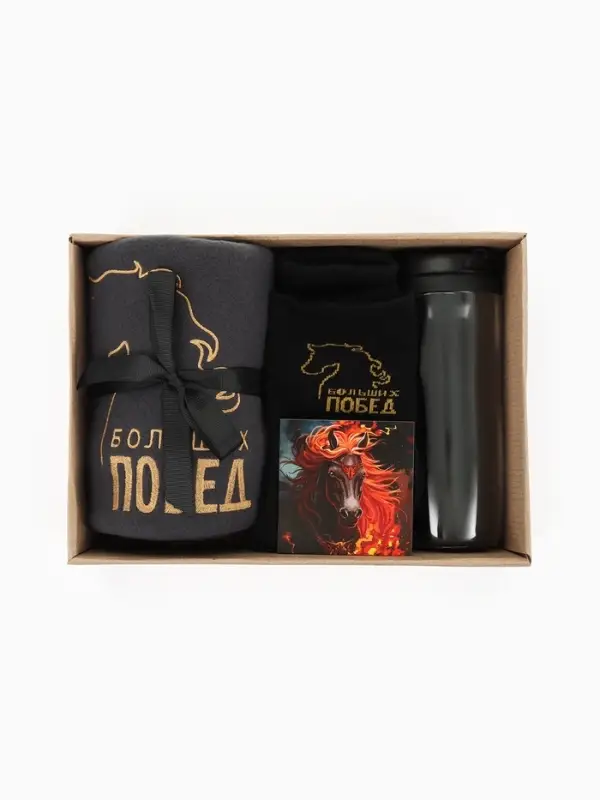 Набор подарочный  Набор подарочный "Больших побед" плед, перчатки и аксессуары