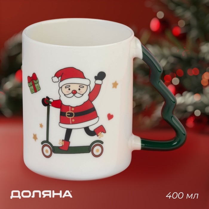 Новогодняя кружка Доляна «Веселый дедушка», 400 мл, 12,5×8,5×10,7см, цвет белый Новогодняя кружка Доляна «Веселый дедушка», 400 мл, 12,5×8,5×10,7см, цвет белый
