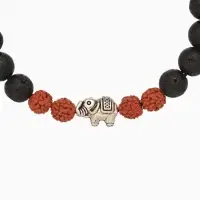 Браслет "Слоник" лава, рудракша, длина 18 см, цв. чёрный, коричневый Браслет "Слоник" лава, рудракша, длина 18 см, цв. чёрный, коричневый