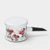 Ковш эмалированный &laquo;Черешенка&raquo;, 1 л, без крышки, с деколью, белый