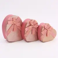 Набор подарочных коробок 3 в 1 сердца, розовый - золотой, 22&times;20&times;9; 18.5&times;17&times;7.5; 16&times;14&times;6 см