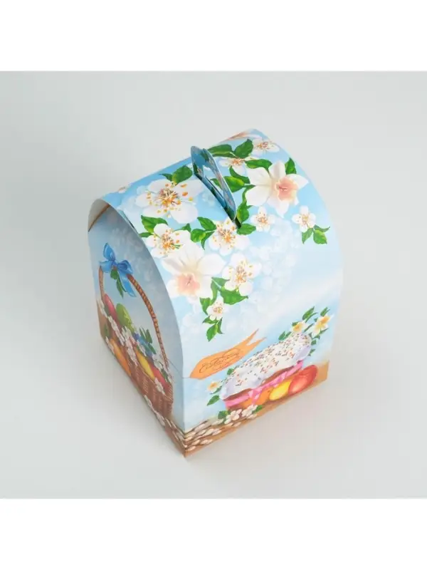 Коробка кондитерская складная, упаковка на Пасху &laquo;Вкусный Кулич&raquo;, 16.5&times;14.5&times;21 см