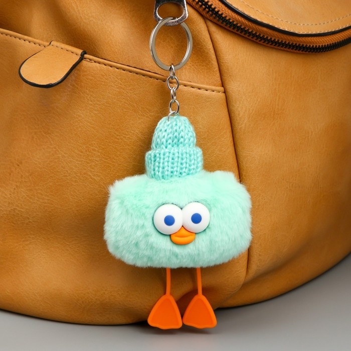 Пушистик на кольце Пушистик на кольце "Чудик в шапке" голубой 8х5х12,5 см