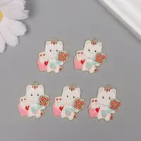 Декор для творчества металл, эмаль "Котик с букетом" 2,8х2,5 см Декор для творчества металл, эмаль "Котик с букетом" 2,8х2,5 см