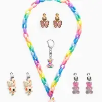 Набор детских украшений &laquo;Выбражулька. Сказка&raquo;, 5 предметов: цепочка единорог, 3 пары клипс, брелок мишка
