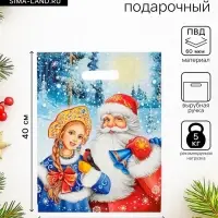Пакет &laquo;Дед Мороз и Снегурочка&raquo;, полиэтиленовый с вырубной ручкой, 31&times;40 см
