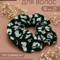 Резинка для волос QF &laquo;Орбита&raquo;, жатка пятна, 12 см, зелёная