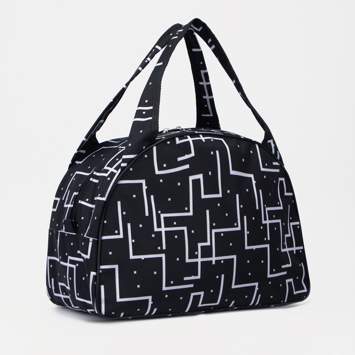 Сумка дорожная женская на молнии, держатель для чемодана, цвет чёрный / белый Сумка дорожная женская на молнии, держатель для чемодана, цвет чёрный / белый