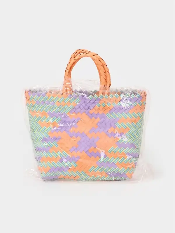 Сумка плетёная, 20&times;10&times;30 см, пластик, разноцветная