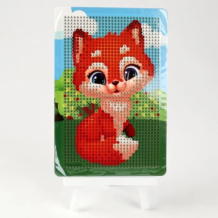 Алмазная мозаика с частичным заполнением на подставке для детей &laquo;Лисичка&raquo;, 10&times;15 см, набор для творчества