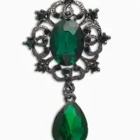 Брошь &laquo;Императрица&raquo;, вензеля, цвет изумрудный в сером металле