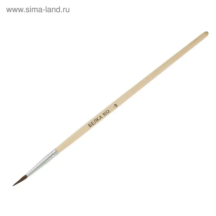 Кисти для рисования, белка, 4 штуки: № 1, 2, 3, 4, круглые, деревянная ручка, международный размер