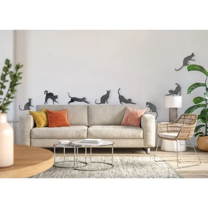 Зеркало настенное &laquo;Котики&raquo;, акриловое, 8 шт., на клеевой основе, разный размер, чёрное