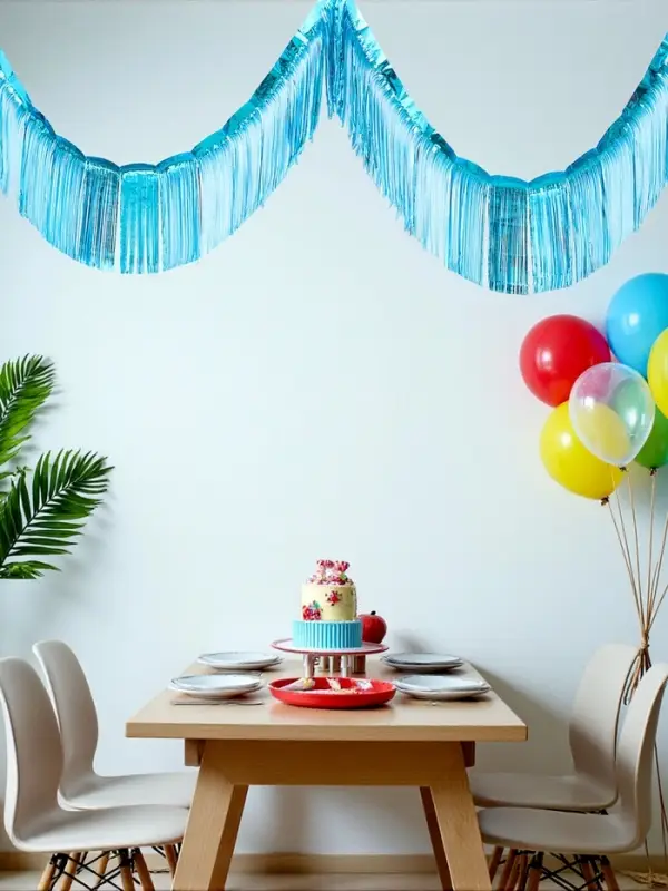 Гирлянда "Дождик" 3 метра с липким краем, цвет голубой