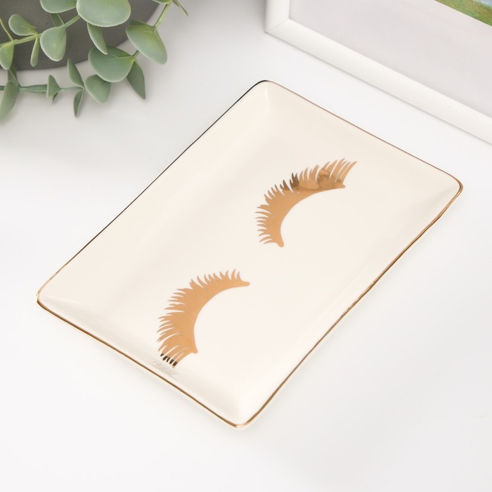 Сувенир керамика подставка под кольца "Ресницы" 14х9х1,6 см