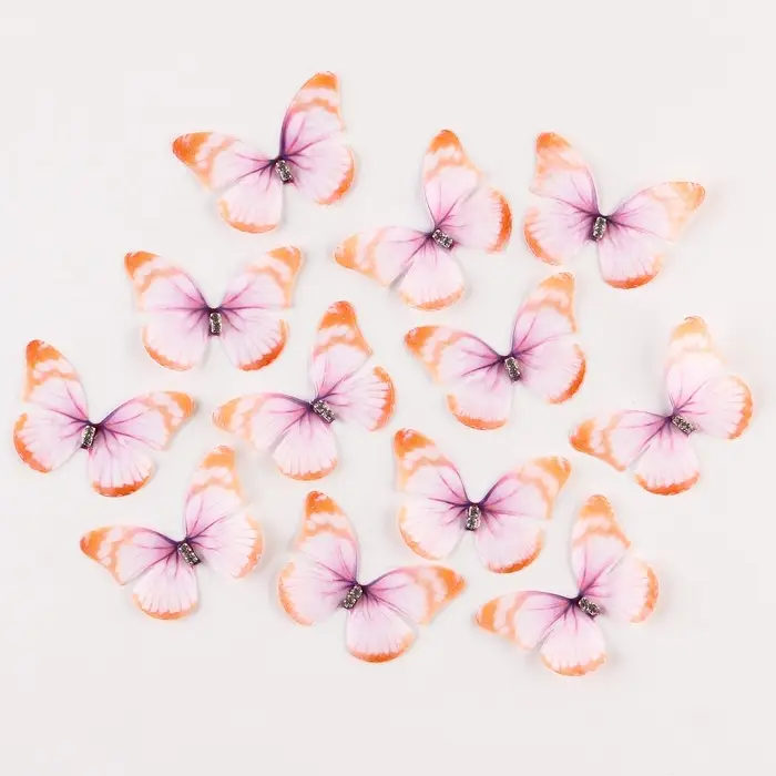 Декор для творчества &laquo;Бабочка&raquo;, двухслойный, набор 12 шт., размер 1 шт. &mdash; 5&times;4 см, цвет оранжевый
