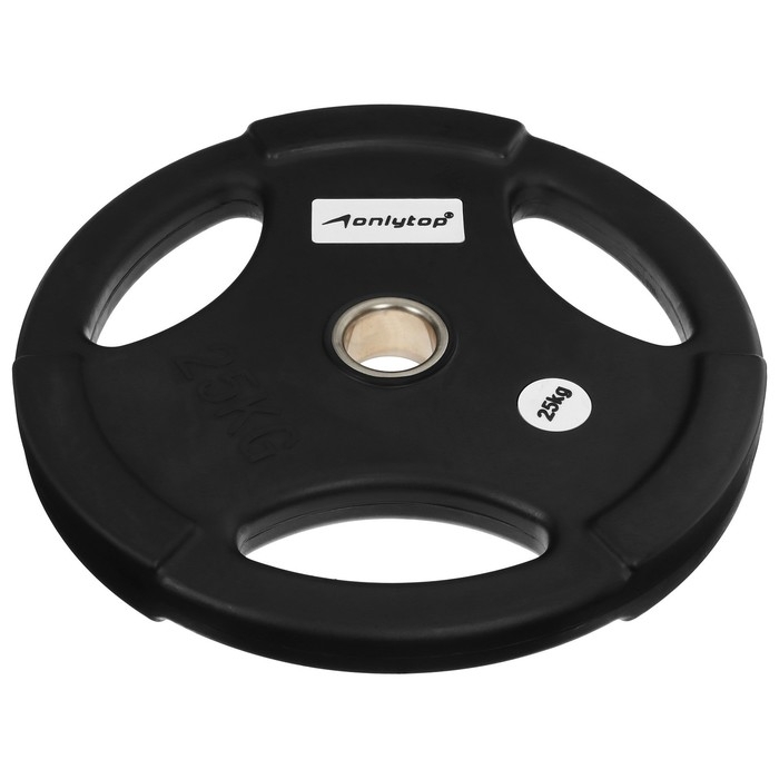 Диск олимпийский ONLYTOP, обрезиненный, с тройным хватом, 25 кг, d=50 мм Диск олимпийский ONLYTOP, обрезиненный, с тройным хватом, 25 кг, d=50 мм