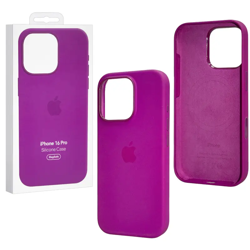 Чехол iPh 16 Pro Silicon Case 100% ORG (MagSafe + анимация NFC Clear) c LOGO Moonlit Red