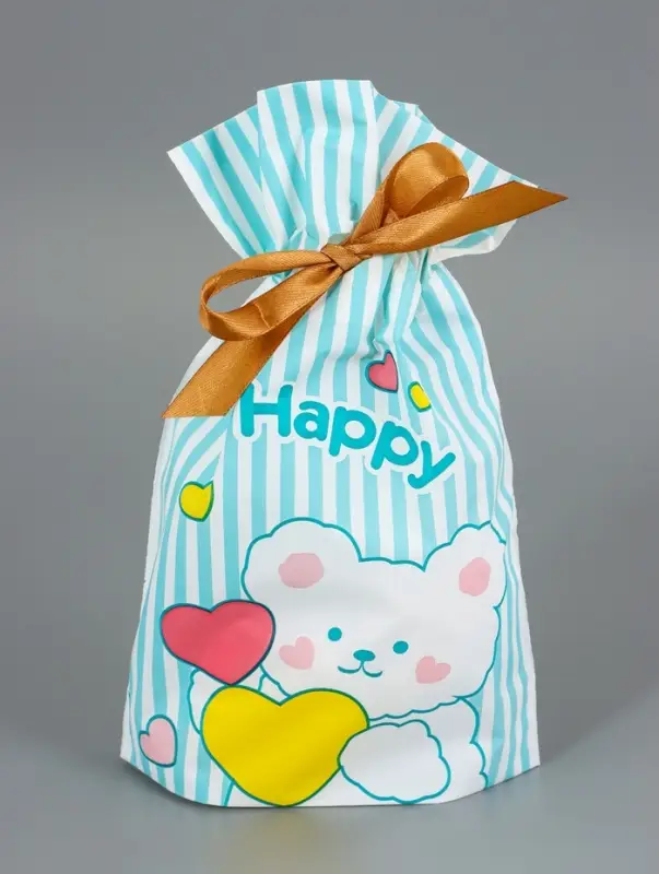 Пакет полиэтиленовый подарочный с лентой, Пакет полиэтиленовый подарочный с лентой, "Счастье", 13 х 23 см