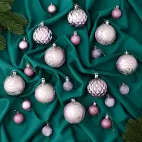 Ёлочные игрушки &laquo;Хоровод&raquo;, шары новогодние, d=2.5 и 5.5 см, набор 33 шт., сиреневый