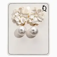 Серьги "Цветок с жемчугом", цвет молочный в золоте Серьги "Цветок с жемчугом", цвет молочный в золоте