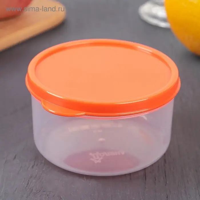 Набор контейнеров пищевых круглых Доляна, 3 шт: 150 мл, 300 мл, 500 мл, прозрачные, крышка оранжевая Набор контейнеров пищевых круглых Доляна, 3 шт: 150 мл, 300 мл, 500 мл, прозрачные, крышка оранжевая