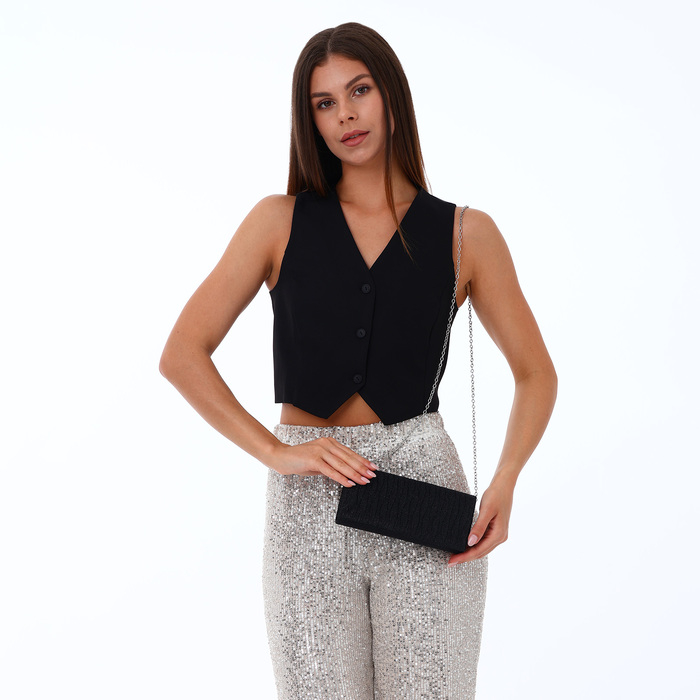 Сумка-клатч на магните, длинная цепь, цвет чёрный Сумка-клатч на магните, длинная цепь, цвет чёрный