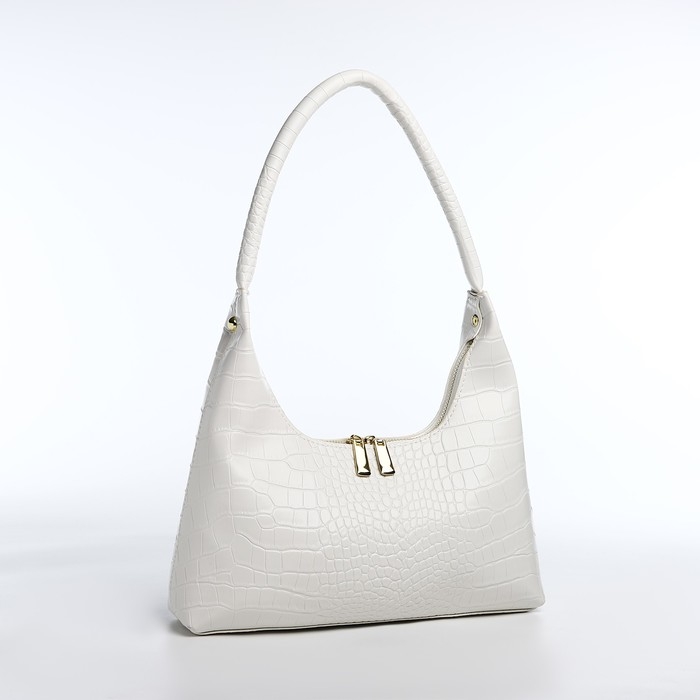 Сумка-багет на молнии, цвет белый Сумка-багет на молнии, цвет белый