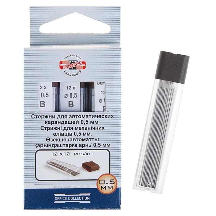 Грифели для механических карандашей 0.5 мм, Koh-I-Noor 4152 B, 12 штук, в футляре Грифели для механических карандашей 0.5 мм, Koh-I-Noor 4152 B, 12 штук, в футляре