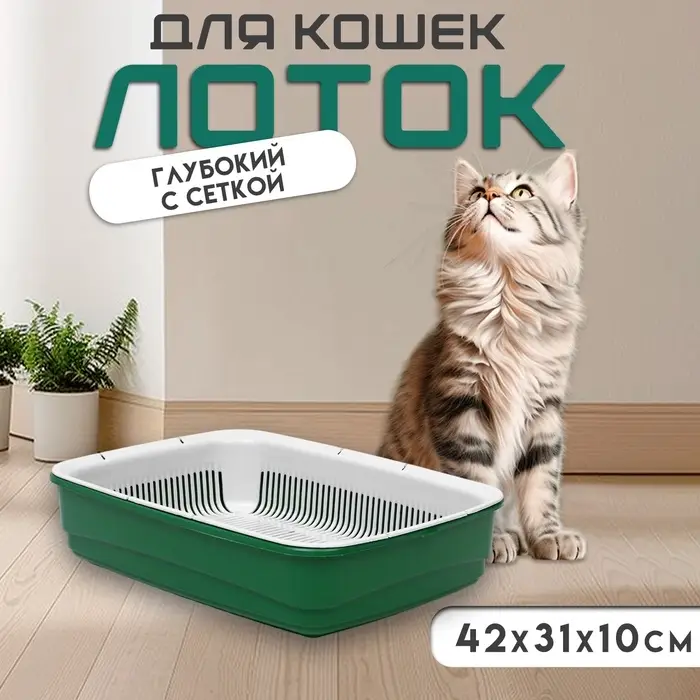 Лоток большой с сеткой Atlantis &laquo;Стандарт&raquo;, 42&times;31&times;10 см, зеленый