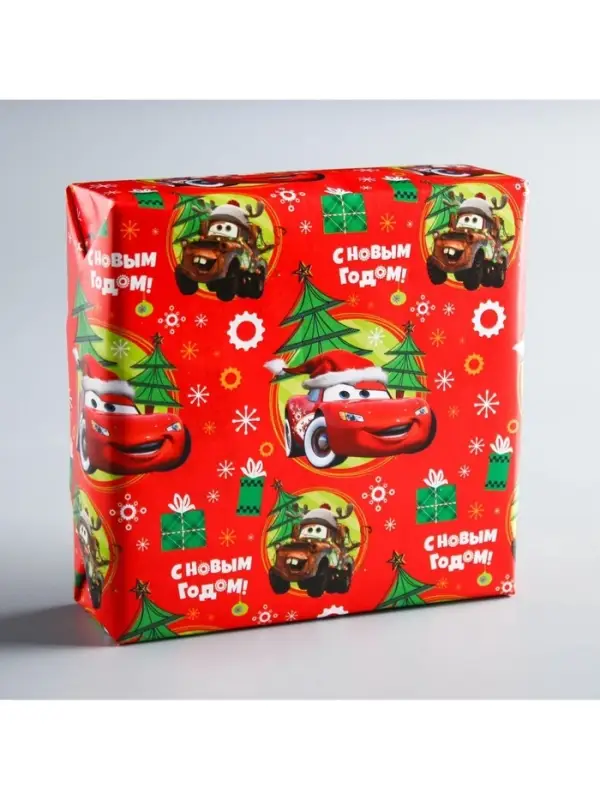 Бумага упаковочная глянцевая, 70 х 100 см &laquo;С Новым годом!&raquo;, Тачки