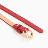 Ремень женский тонкий, 110&times;1.3 см, пряжка металл золотистая, полукруглая, красный