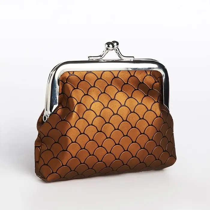 Кошелёк монетница детская на фермуаре, цвет коричневый