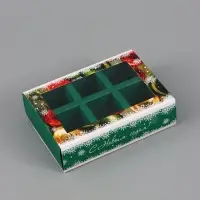 Коробка подарочная под 6 конфет &laquo;Елочные игрушки&raquo;, 13.7&times;9.8&times;3.8 см