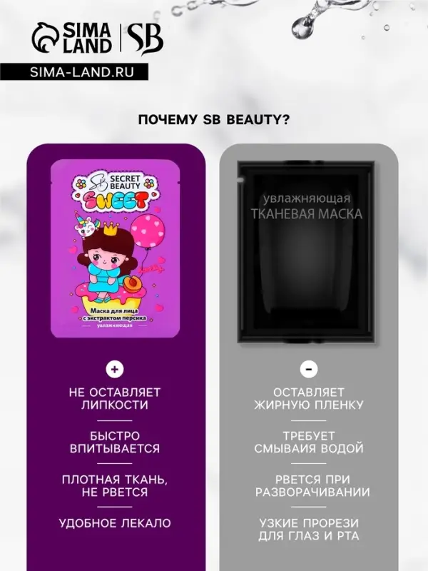 Маска тканевая увлажняющая для лица с экстрактом персика