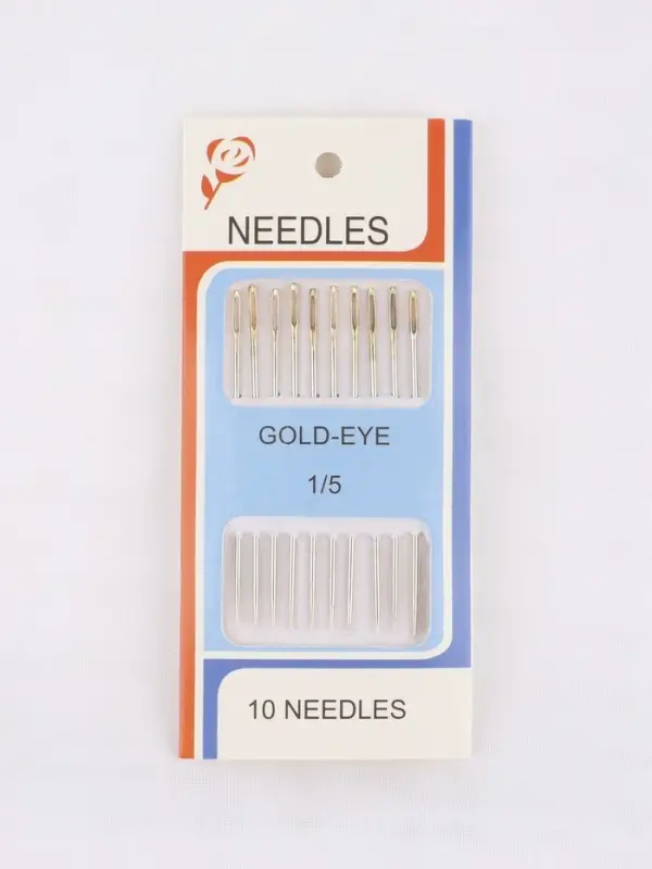 Иглы швейные №1/5, с золотым ушком, d=0.93 мм, 5 см, набор 10 шт.