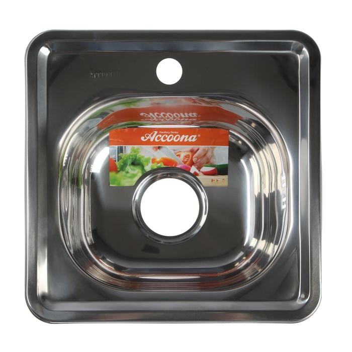 Мойка кухонная Accoona AB3838, врезная, толщина 0.6 мм, 380х380х165 мм, глянец Мойка кухонная Accoona AB3838, врезная, толщина 0.6 мм, 380х380х165 мм, глянец